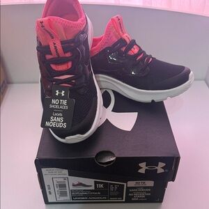 Under Armour girls Black and Coral Sneakers